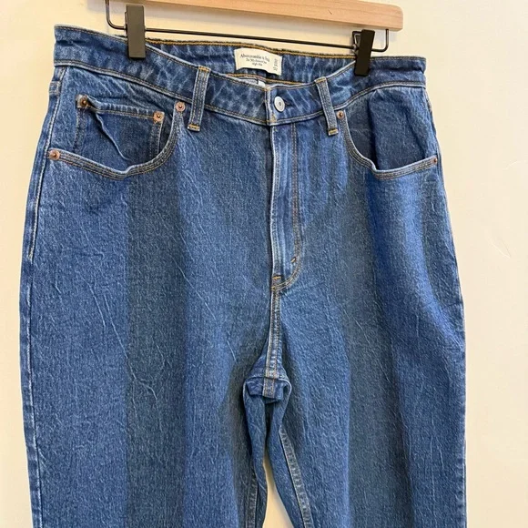 ABEROMBIE & FITCH the 90’s relaxed jean High Rise Indigo Jeans curve love - Picture 5 of 6